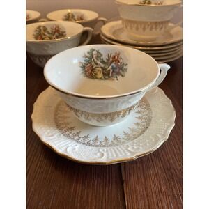 Vintage Washington Colonial Vogue Dinnerware Cup &‎ Saucer 22k Hallmark Cannon